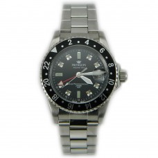 Men's watch in stainless steel with movement Swiss Made GMT with unidirectional rotating bezel.    Ref: A459