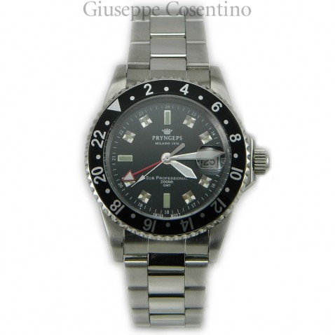 Orologio da uomo in acciaio con movimento swiss made GMT con ghiera girevole unidirezionale. Cod: A459 Orologio da uomo in acciaio con movimento swiss made GMT con ghiera girevole unidirezionale. Cod: A459