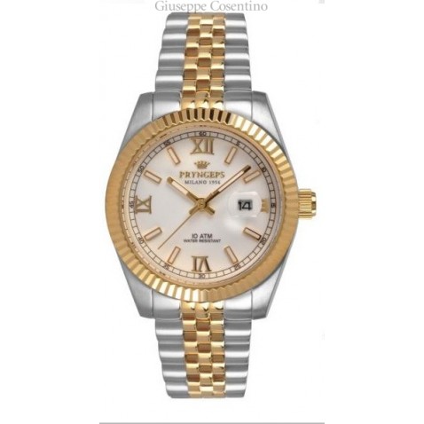 Orologio da donna, in acciaio bicolore, gold quadrante bianco.Cod: A822 B Orologio da donna, in acciaio bicolore, gold quadrante bianco.Cod: A822 B