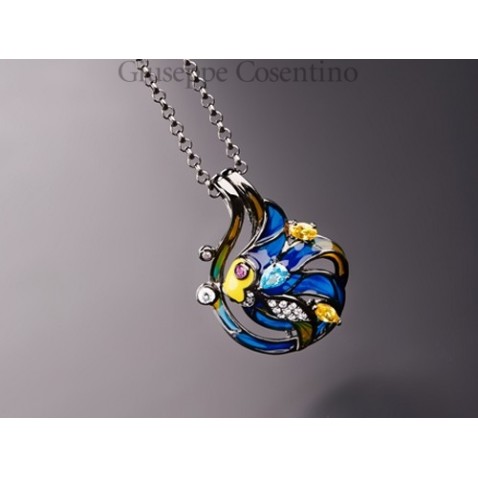 Cameo Italiano, Ciondolo Pesce in argento 925 e smalti Cameo Italiano, Ciondolo Pesce in argento 925 e smalti