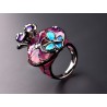 Cameo Italian, Flowers and Butterfly Ring 925 silver and enamels