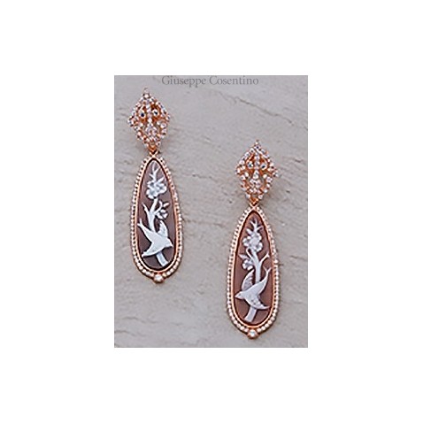 Cameo Italian, drop earrings with cameo