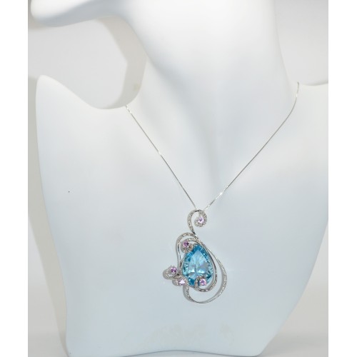 gold pendant with topaz, sapphires and diamonds