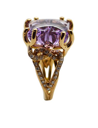 Anello oro rosa con Ametista e brillanti